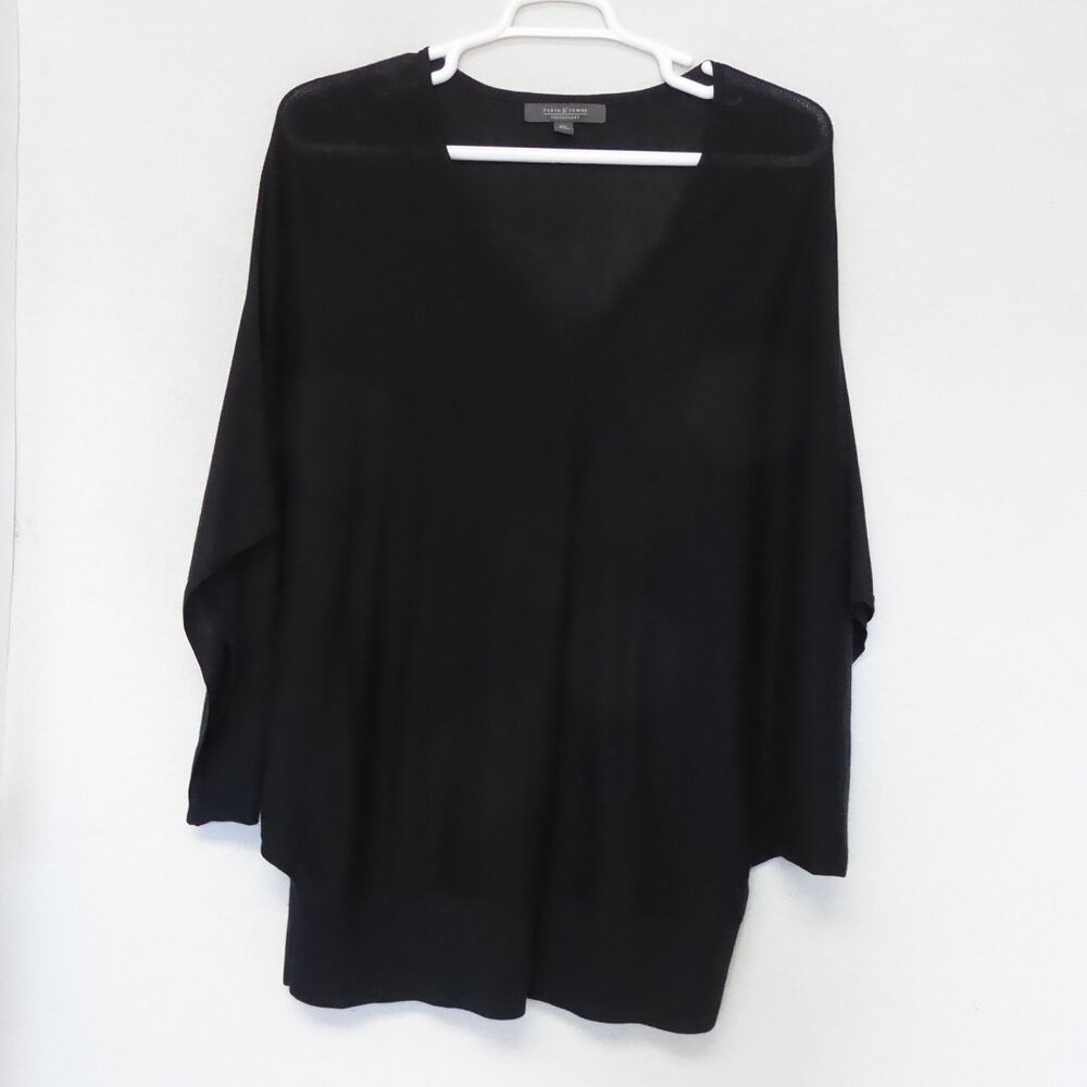 Forth and Towne black thin knit deep v neck batwing sleeve sweater size XXL